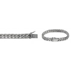 8mm Miami Cuban Curb Link Chain Bracelet with Security Clasp, 7.5" - 8" Length, Sterling Silver